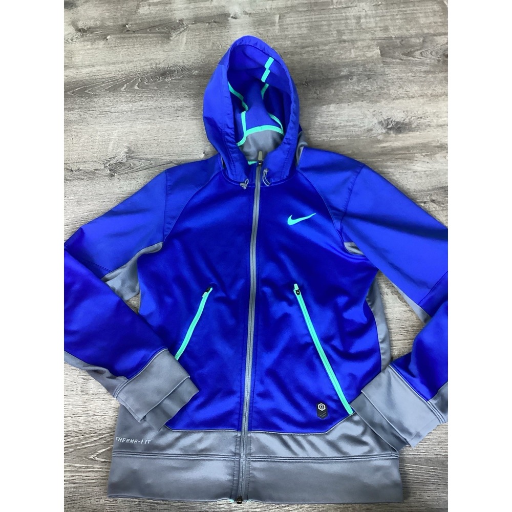 Nike Outdoor Tech Therma-Fit Full Zip Hoodie Mens S Blue Zip Pockets Jacket
